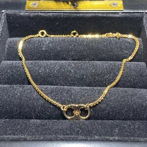 Tory Burch Sterling Silver Bracelet 925 Gold Plated Chain 8” Designer